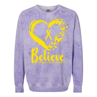 Believe Childhood Cancer Awareness Colorblast Crewneck Sweatshirt