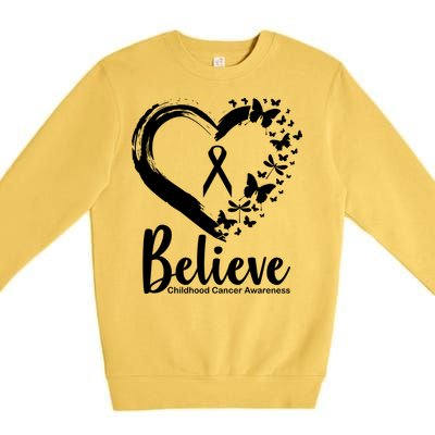 Believe Childhood Cancer Awareness Premium Crewneck Sweatshirt