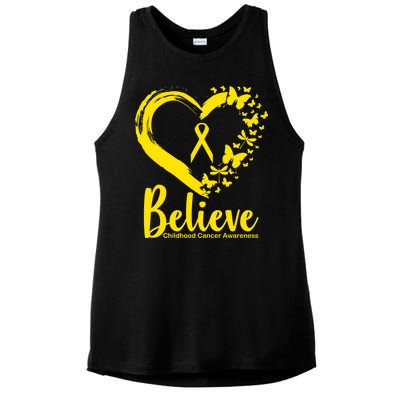 Believe Childhood Cancer Awareness Ladies PosiCharge Tri-Blend Wicking Tank