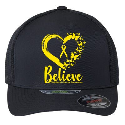 Believe Childhood Cancer Awareness Flexfit Unipanel Trucker Cap