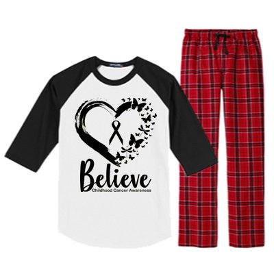 Believe Childhood Cancer Awareness Raglan Sleeve Pajama Set