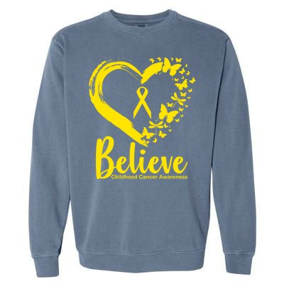 Believe Childhood Cancer Awareness Garment-Dyed Sweatshirt