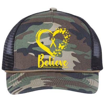 Believe Childhood Cancer Awareness Retro Rope Trucker Hat Cap