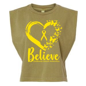 Believe Childhood Cancer Awareness Garment-Dyed Women's Muscle Tee