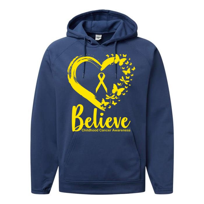 Believe Childhood Cancer Awareness Performance Fleece Hoodie