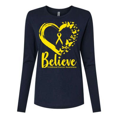 Believe Childhood Cancer Awareness Womens Cotton Relaxed Long Sleeve T-Shirt