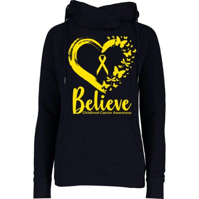 Believe Childhood Cancer Awareness Womens Funnel Neck Pullover Hood