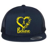 Believe Childhood Cancer Awareness Flat Bill Trucker Hat