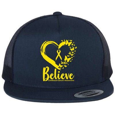 Believe Childhood Cancer Awareness Flat Bill Trucker Hat