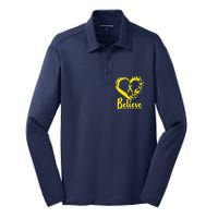 Believe Childhood Cancer Awareness Silk Touch Performance Long Sleeve Polo