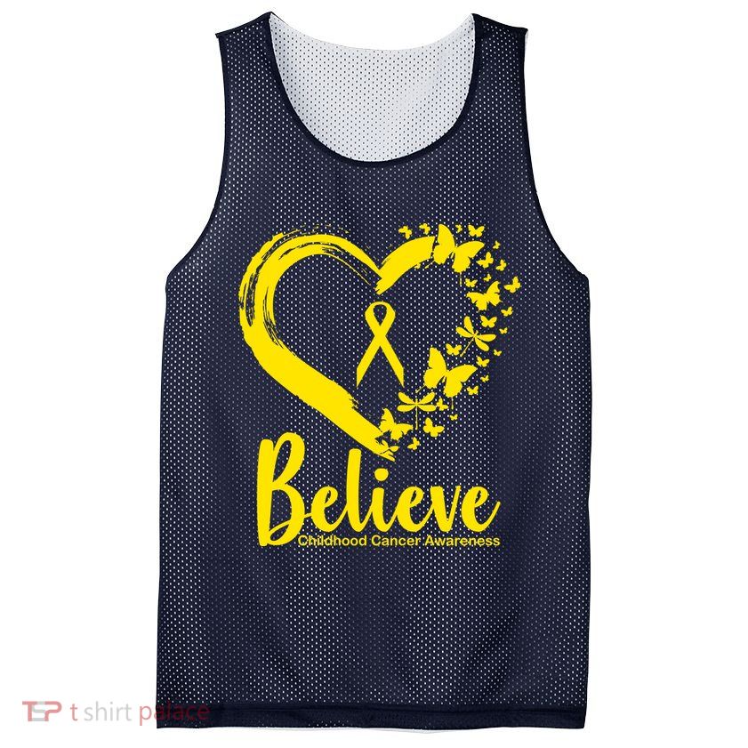 Believe Childhood Cancer Awareness Mesh Reversible Basketball Jersey Tank