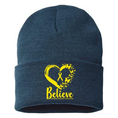 Believe Childhood Cancer Awareness Sustainable Knit Beanie