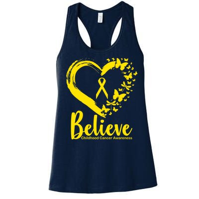 Believe Childhood Cancer Awareness Women's Racerback Tank