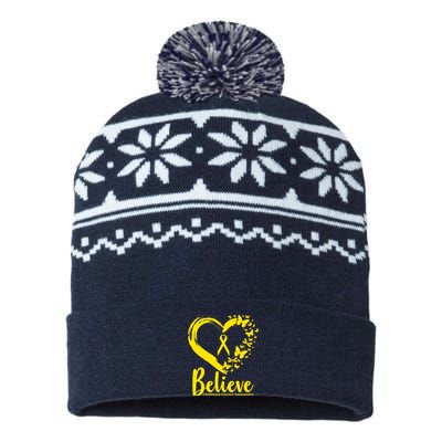 Believe Childhood Cancer Awareness USA-Made Snowflake Beanie