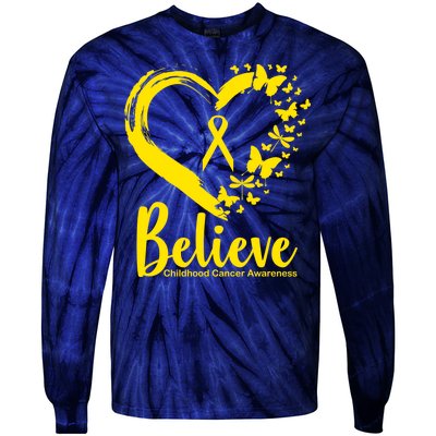 Believe Childhood Cancer Awareness Tie-Dye Long Sleeve Shirt