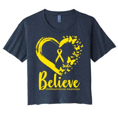 Believe Childhood Cancer Awareness Women's Crop Top Tee