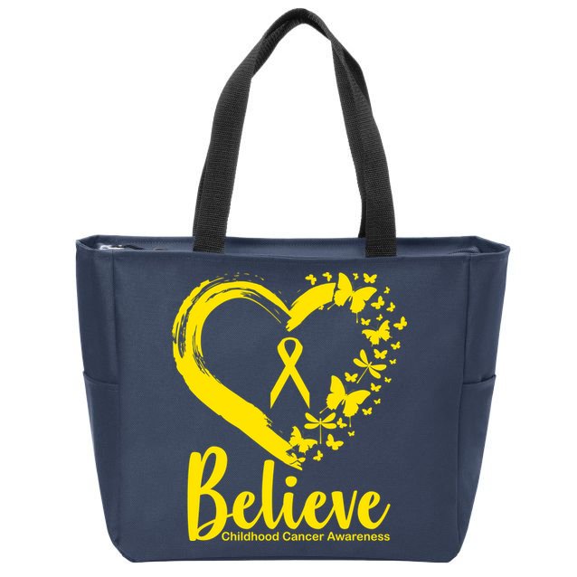 Believe Childhood Cancer Awareness Zip Tote Bag