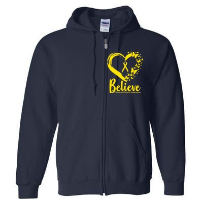 Believe Childhood Cancer Awareness Full Zip Hoodie