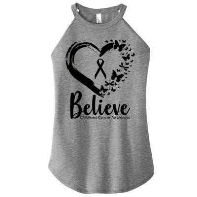 Believe Childhood Cancer Awareness Women's Perfect Tri Rocker Tank