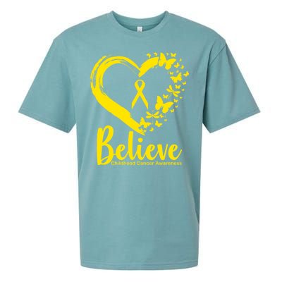 Believe Childhood Cancer Awareness Sueded Cloud Jersey T-Shirt