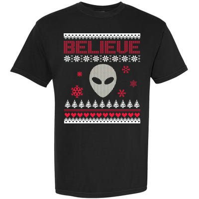 Believe In Aliens Ugly Christmas Garment-Dyed Heavyweight T-Shirt