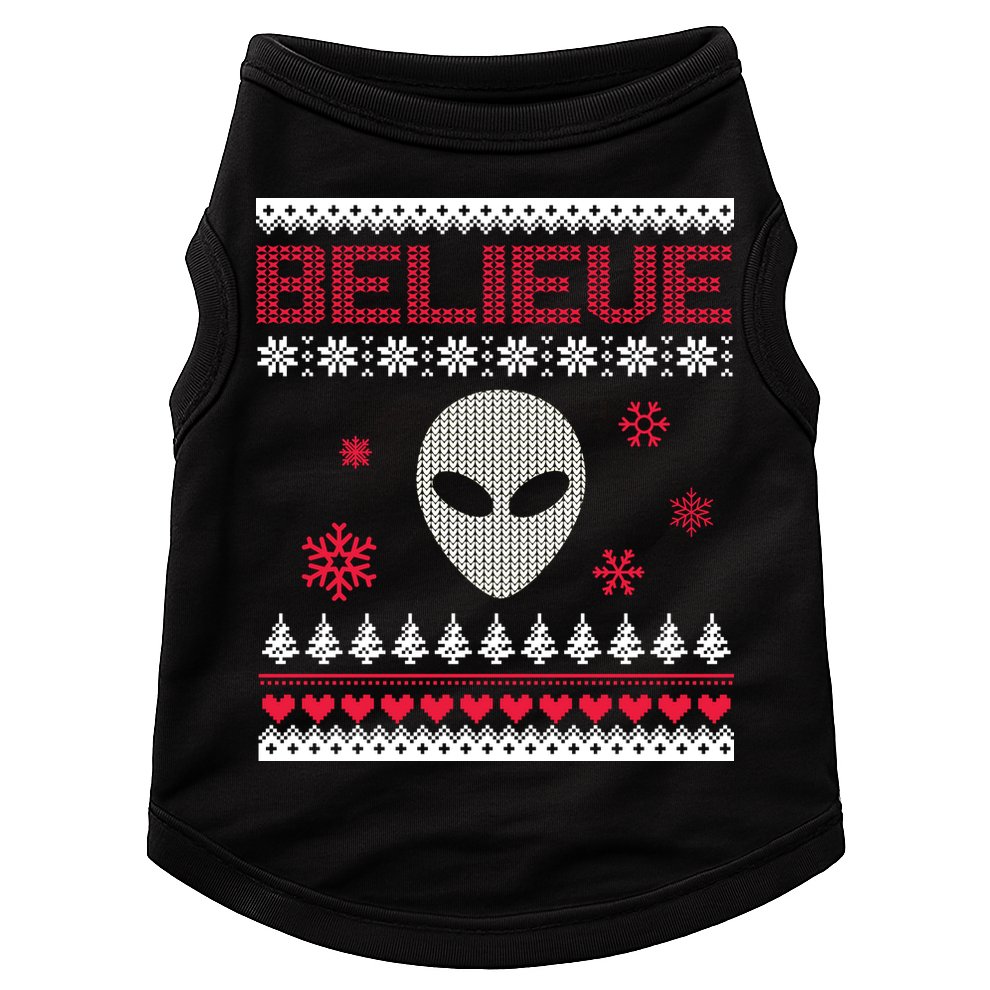 Believe In Aliens Ugly Christmas Doggie Tank