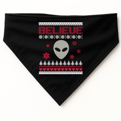 Believe In Aliens Ugly Christmas USA-Made Doggie Bandana