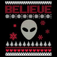 Believe In Aliens Ugly Christmas Cooling Performance Crew T-Shirt