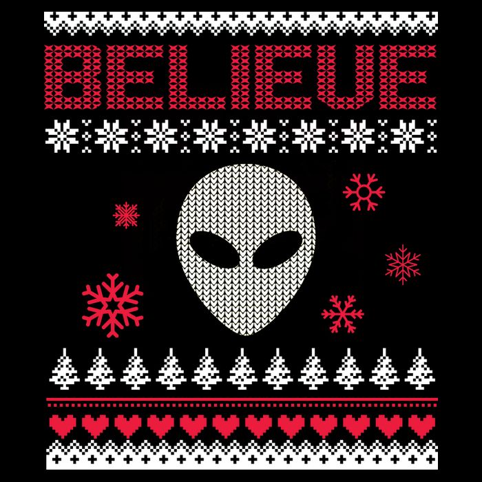Believe In Aliens Ugly Christmas Cooling Performance Crew T-Shirt