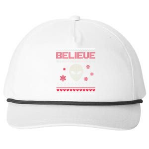 Believe In Aliens Ugly Christmas Snapback Five-Panel Rope Hat