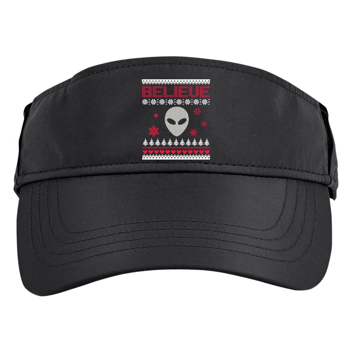 Believe In Aliens Ugly Christmas Adult Drive Performance Visor