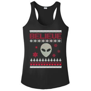 Believe In Aliens Ugly Christmas Ladies PosiCharge Competitor Racerback Tank