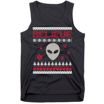 Believe In Aliens Ugly Christmas Tank Top