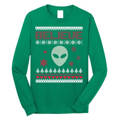 Believe In Aliens Ugly Christmas Long Sleeve Shirt