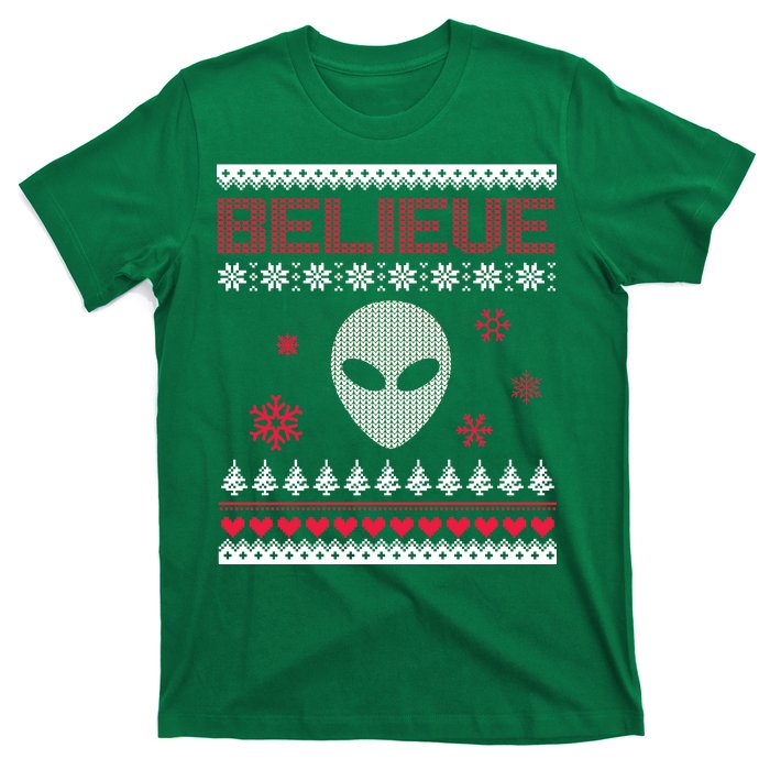 Believe In Aliens Ugly Christmas T-Shirt