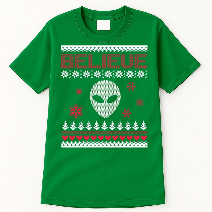 Believe In Aliens Ugly Christmas Tall T-Shirt