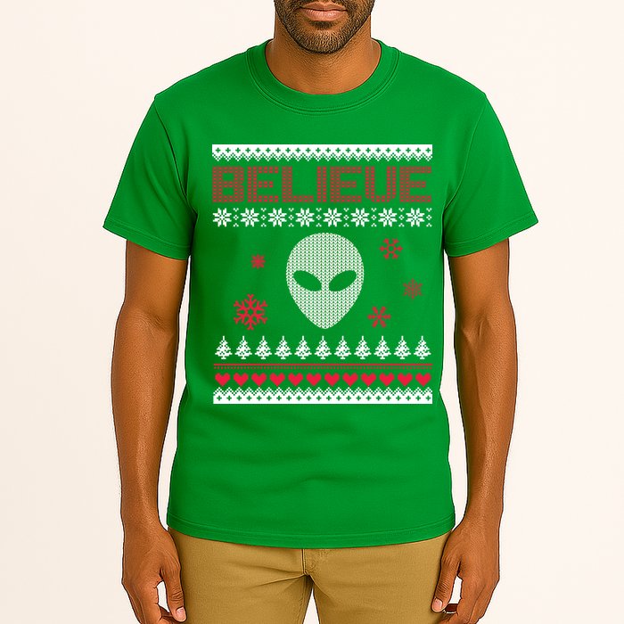Believe In Aliens Ugly Christmas Tall T-Shirt