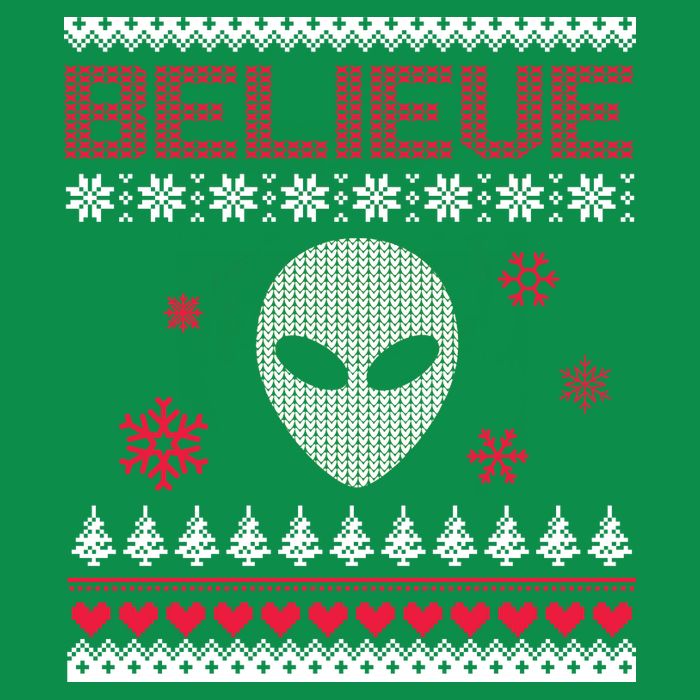 Believe In Aliens Ugly Christmas Tall T-Shirt