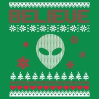 Believe In Aliens Ugly Christmas Button