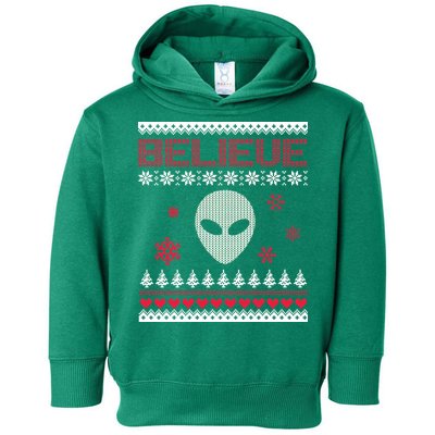 Believe In Aliens Ugly Christmas Toddler Hoodie