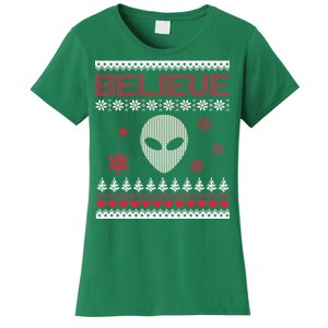 Believe In Aliens Ugly Christmas Women's T-Shirt