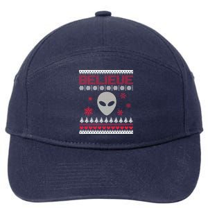 Believe In Aliens Ugly Christmas 7-Panel Snapback Hat