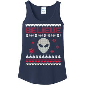 Believe In Aliens Ugly Christmas Ladies Essential Tank