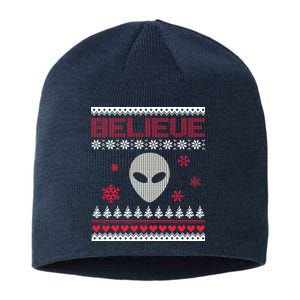 Believe In Aliens Ugly Christmas Sustainable Beanie