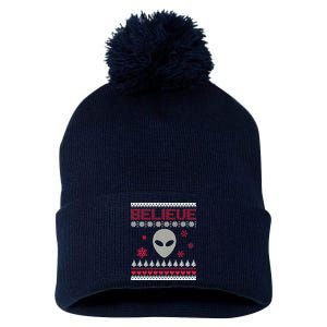 Believe In Aliens Ugly Christmas Pom Pom 12in Knit Beanie