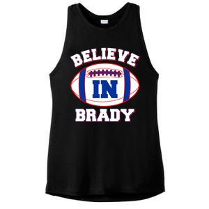 Believe In Brady Fan Football Design Ladies PosiCharge Tri-Blend Wicking Tank