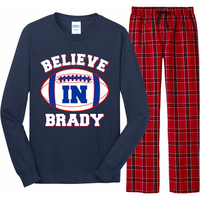 Believe In Brady Fan Football Design Long Sleeve Pajama Set