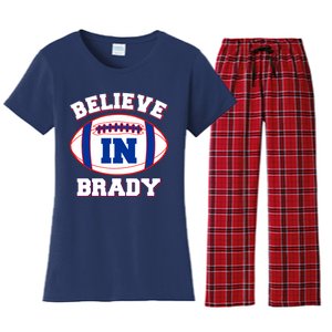 Believe In Brady Fan Football Design Women's Flannel Pajama Set