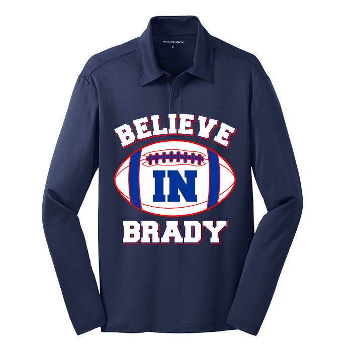 Believe In Brady Fan Football Design Silk Touch Performance Long Sleeve Polo