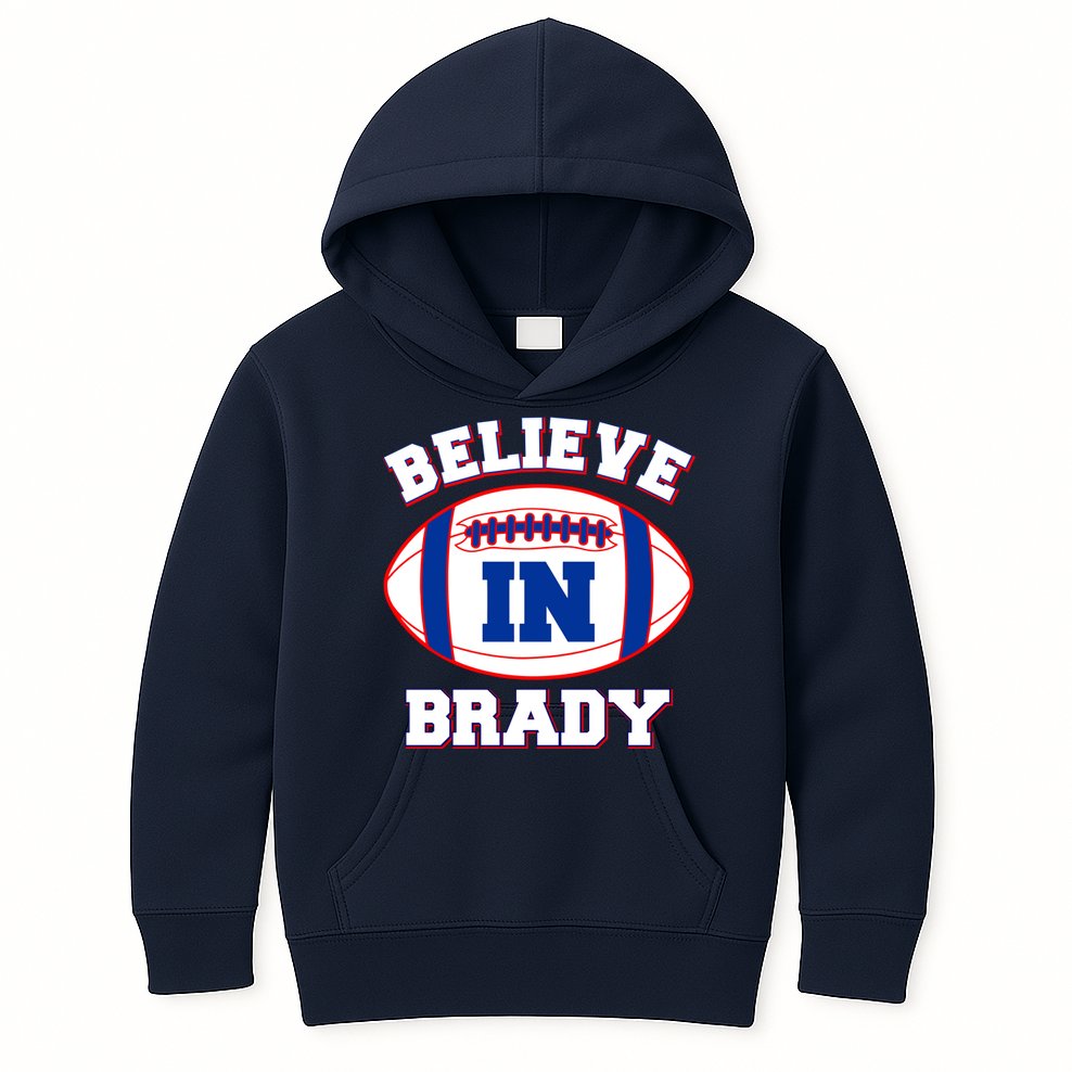 Believe In Brady Fan Football Design Kids Hoodie